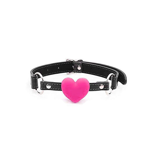 Faux Leather Gag With Silicone Heart By Love In Leather - Bondage Gags and Bits