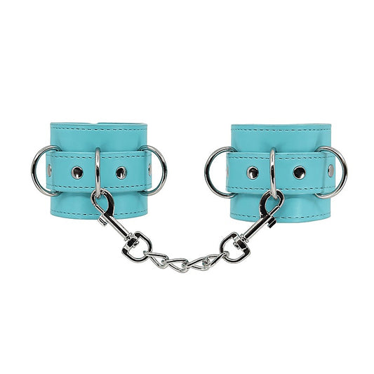 Berlin Baby Turquoise Blue Faux Leather Wrist Cuffs - Cuffs And Restraints