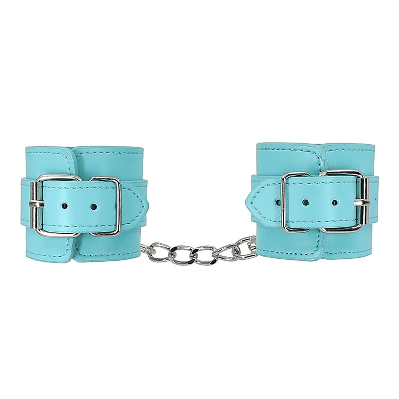 Berlin Baby Turquoise Blue Faux Leather Wrist Cuffs - Cuffs And Restraints
