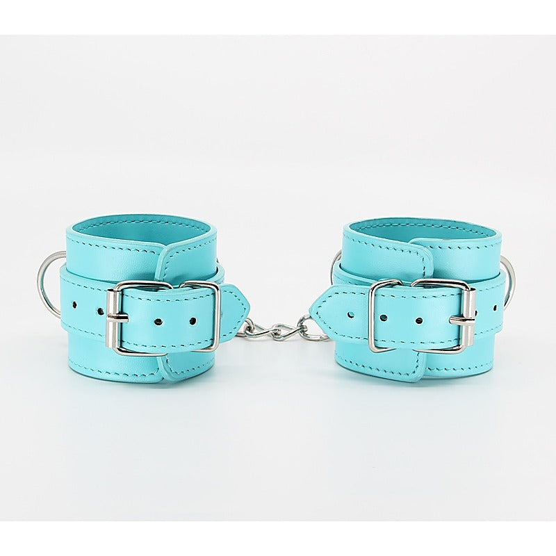 Berlin Baby Turquoise Blue Faux Leather Wrist Cuffs - Cuffs And Restraints