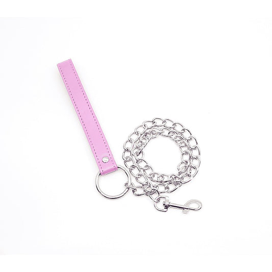 Pink Handle Bdsm Chain Lead By Berlin Baby - Collars and Leads