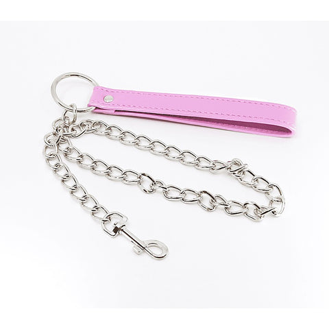 Pink Handle Bdsm Chain Lead By Berlin Baby - Collars and Leads