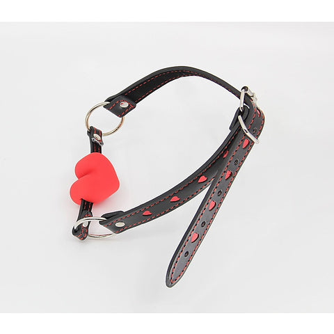 Faux Leather Solid Heart Gag By Berlin Baby - Bondage Gags and Bits