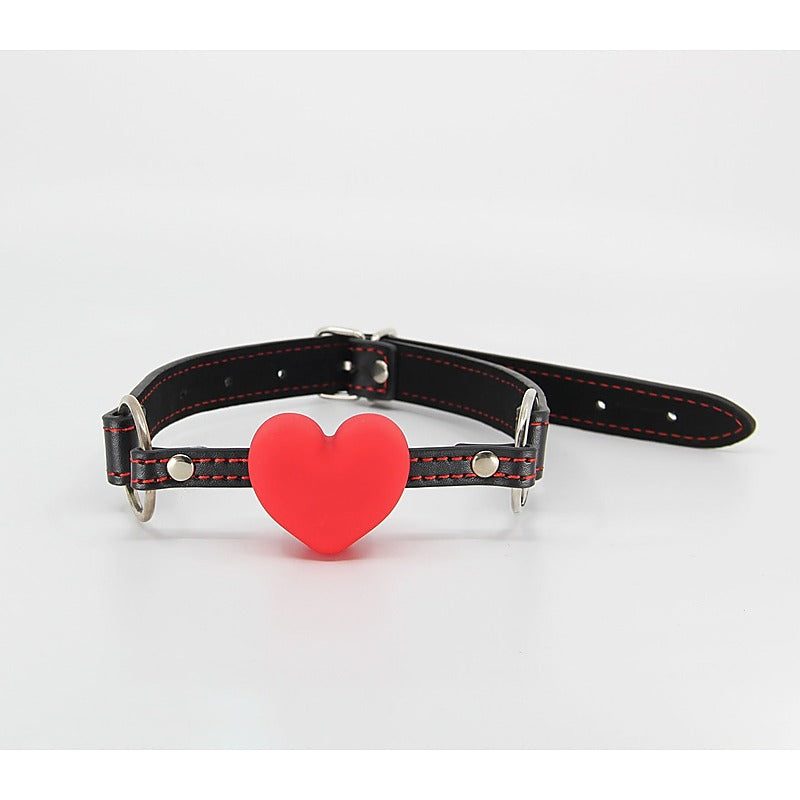 Faux Leather Solid Heart Gag By Berlin Baby - Bondage Gags and Bits