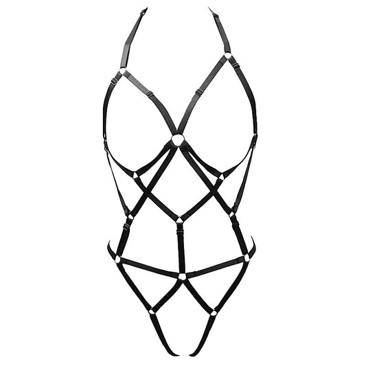 Elastic Harness Bodysuit By Love In Leather - Her Fetish