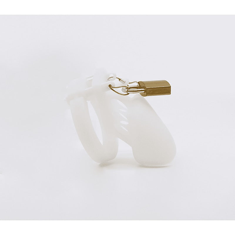Love In Leather Silicone Male Chastity Cage Short - Male Chastity