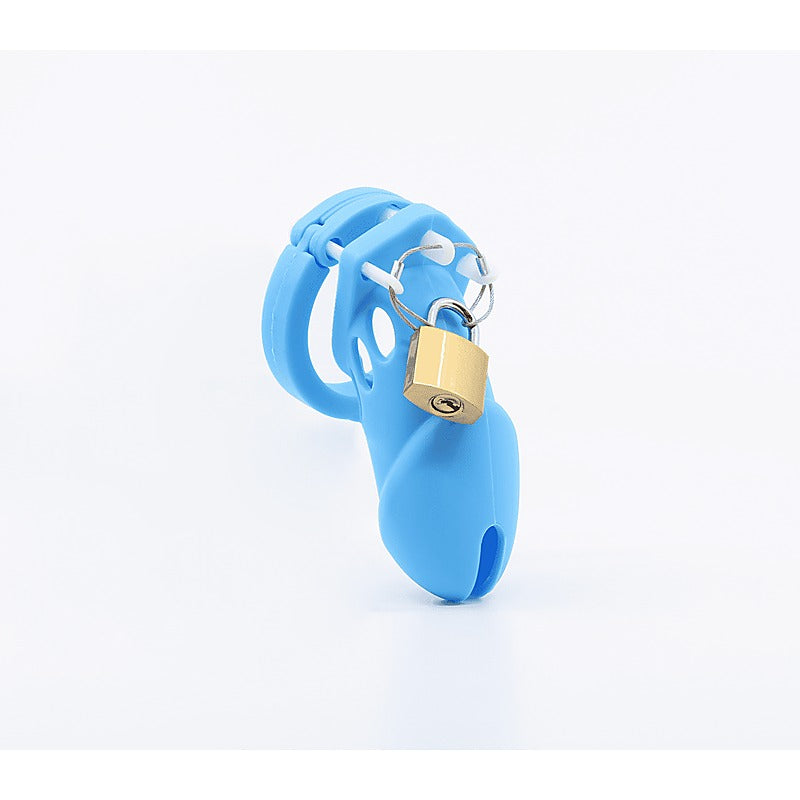Love In Leather Silicone Male Chastity Cage Short - Male Chastity