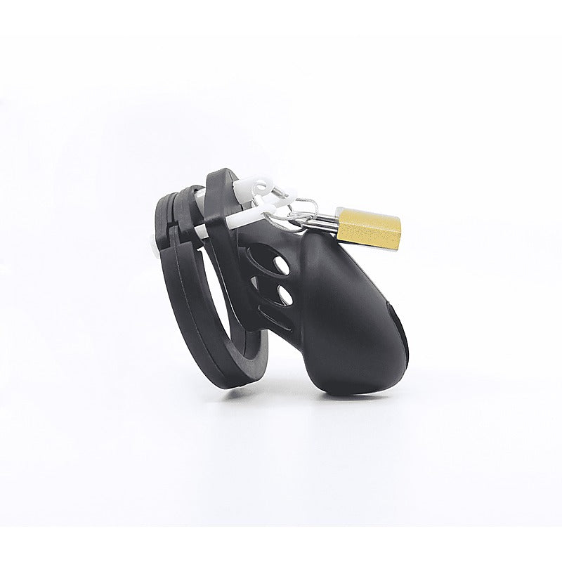 Love In Leather Silicone Male Chastity Cage Short - Male Chastity