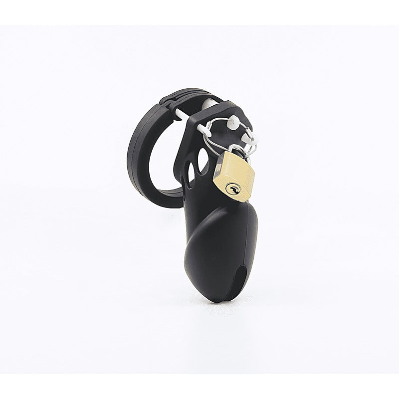 Love In Leather Silicone Male Chastity Cage Long - Male Chastity
