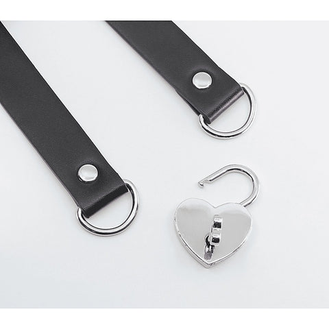 Love In Leather Heart Padlock Faux Leather Choker - Collars and Leads