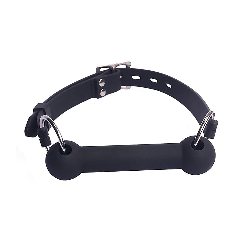 Love In Leather Silicone Bit Gag With Lockable Buckle - Bondage Gags and Bits