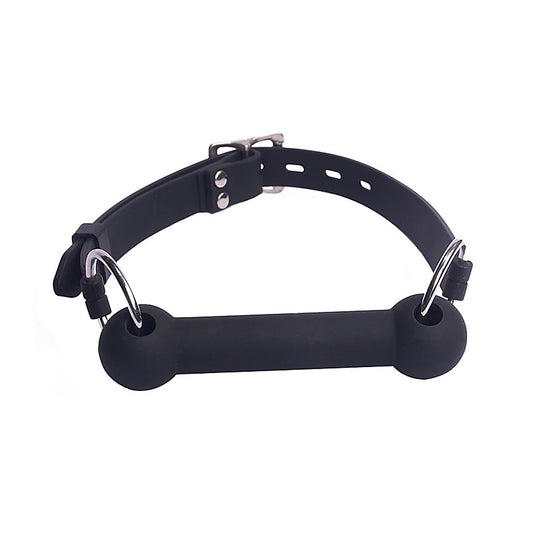 Love In Leather Silicone Bit Gag With Lockable Buckle - Bondage Gags and Bits