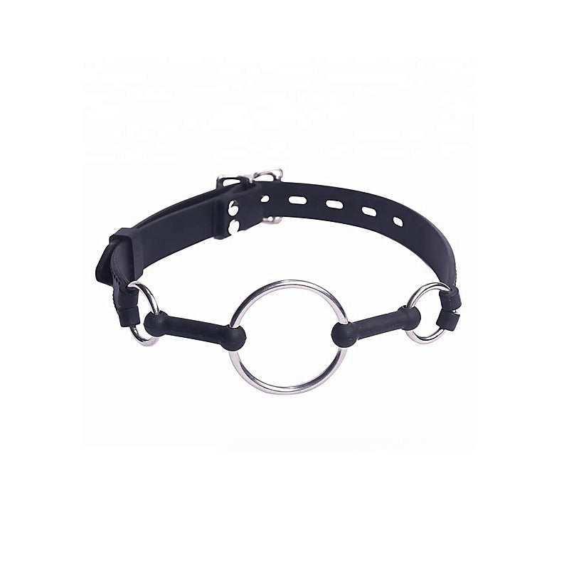 Love In Leather Metal and Silicone O-Ring Gag - Bondage Gags and Bits