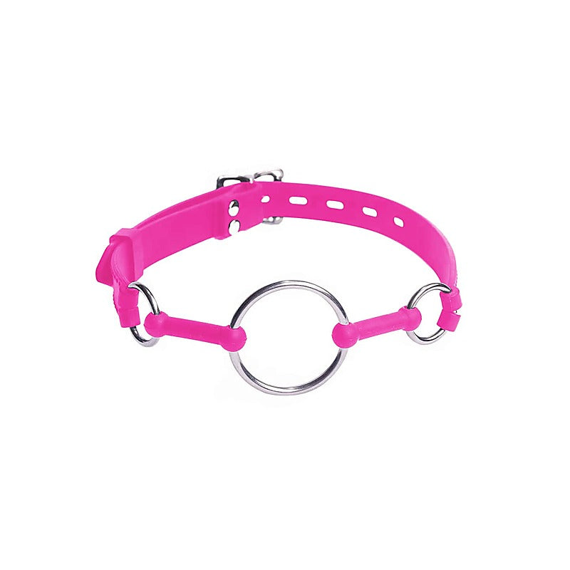 Love In Leather Metal and Silicone O-Ring Gag - Bondage Gags and Bits