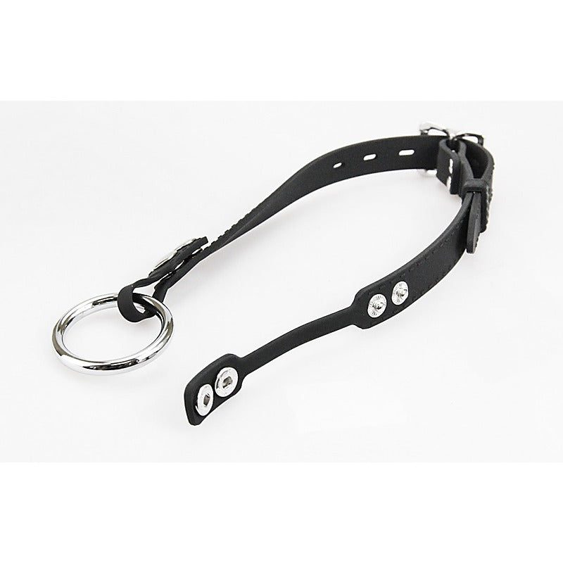 Love In Leather Silicone Gag With Metal O-Ring - Bondage Gags and Bits