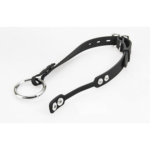 Love In Leather Silicone Gag With Metal O-Ring - Bondage Gags and Bits