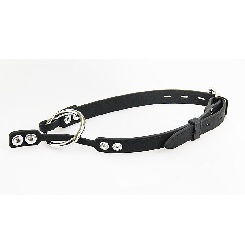Love In Leather Silicone Gag With Metal O-Ring - Bondage Gags and Bits