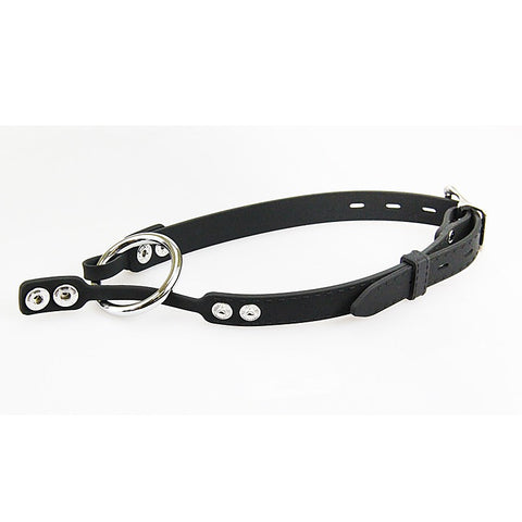 Love In Leather Silicone Gag With Metal O-Ring - Bondage Gags and Bits