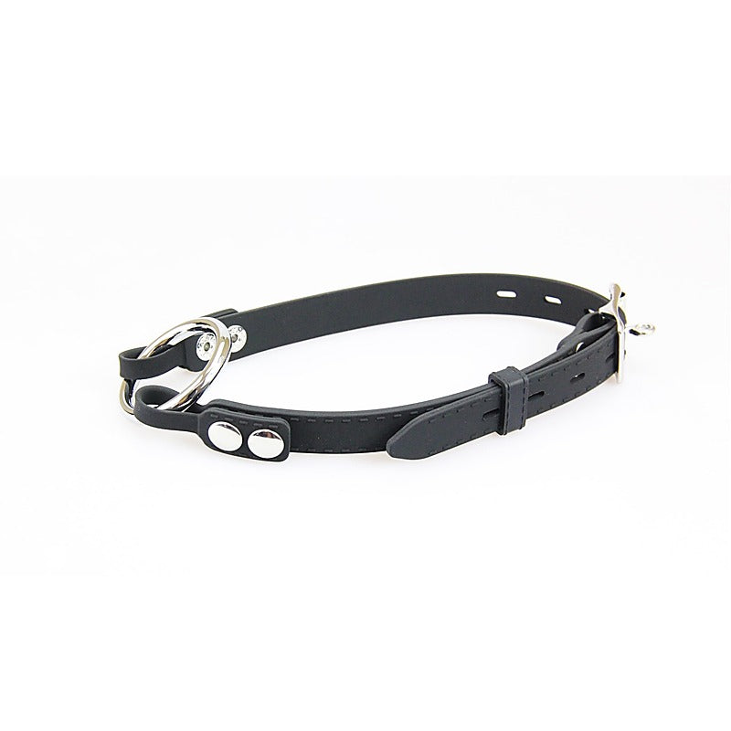 Love In Leather Silicone Gag With Metal O-Ring - Bondage Gags and Bits
