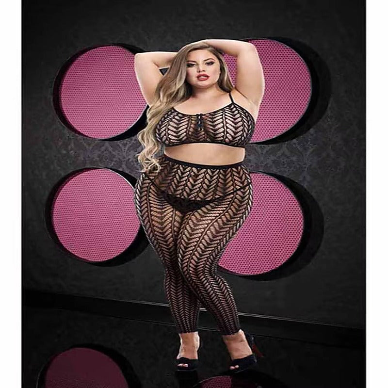 Lapdance Jacquard Crop Top & Pants Set OSX - Teddies and Bodysuits