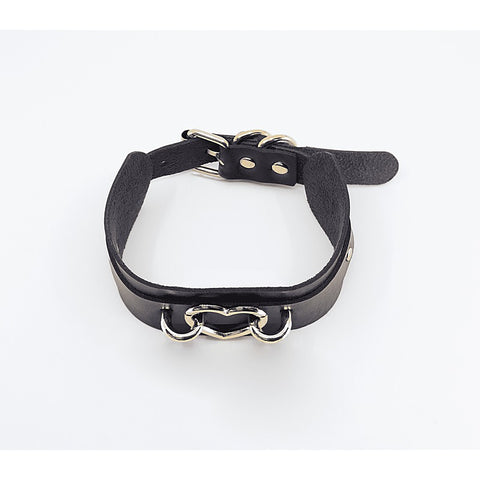 Love In Leather Heart Embellishment Faux Leather Collar - Collars and Leads