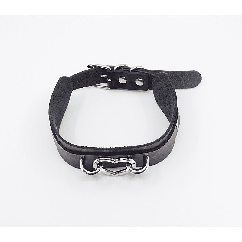 Love In Leather Heart Embellishment Faux Leather Collar - Collars and Leads