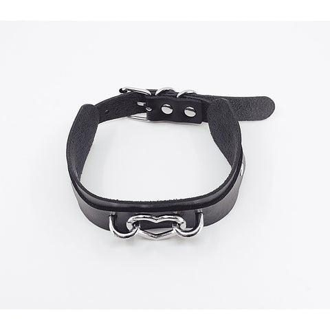Love In Leather Heart Embellishment Faux Leather Collar - Collars and Leads