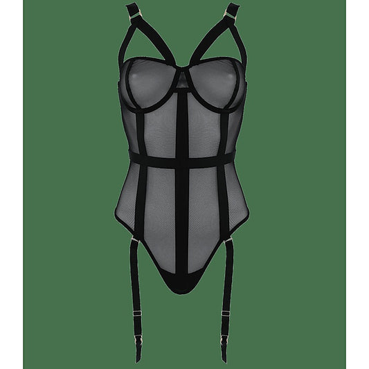 Muse Black Mesh One Piece Womens Fetish Teddy