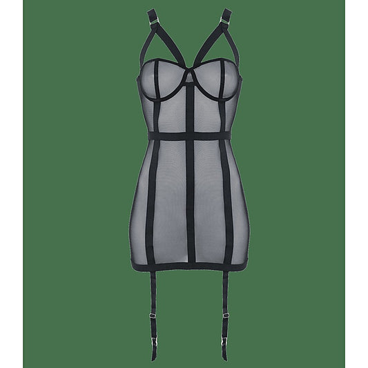 Muse Elastic Banding Black Mesh Womens Dress