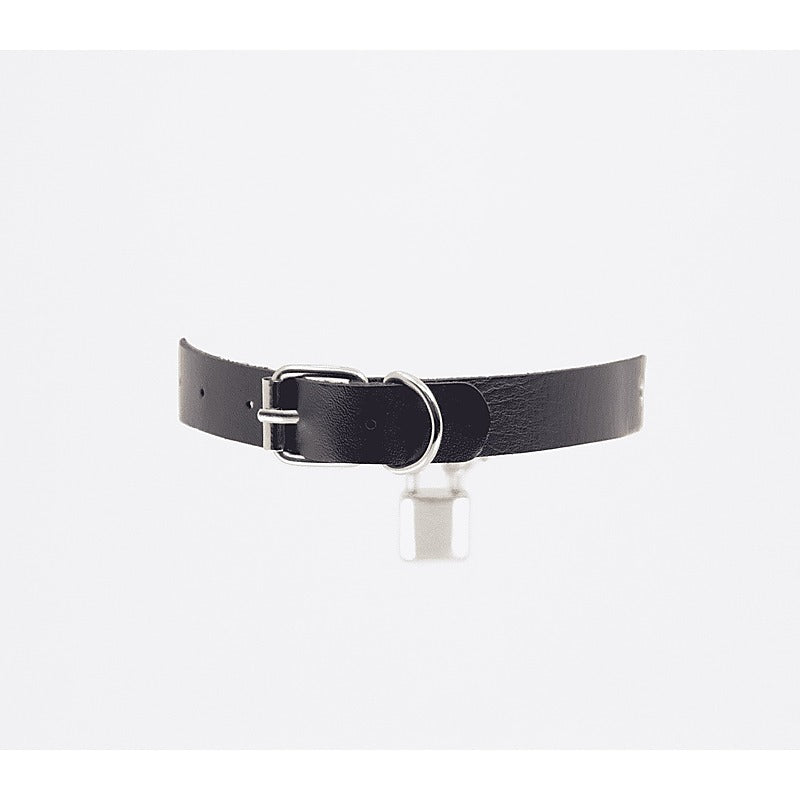 Love In Leather Chain Padlock Faux Leather Choker - Collars and Leads