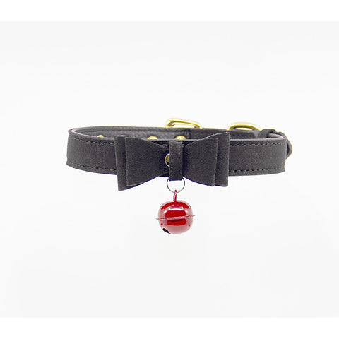 Berlin Baby Faux Suede Leather Bow Cat Bell Collar - Collars and Leads
