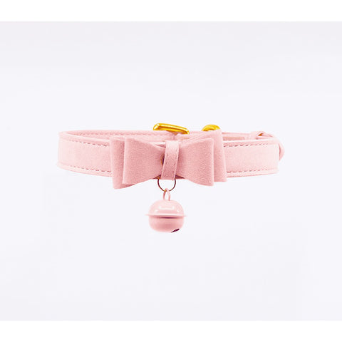 Berlin Baby Faux Suede Leather Bow Cat Bell Collar - Collars and Leads