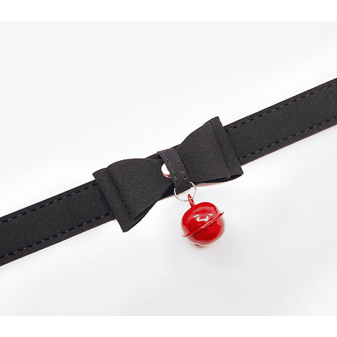 Berlin Baby Faux Suede Leather Bow Cat Bell Collar - Collars and Leads