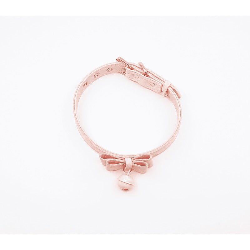 Berlin Baby Faux Suede Leather Bow Cat Bell Collar - Collars and Leads