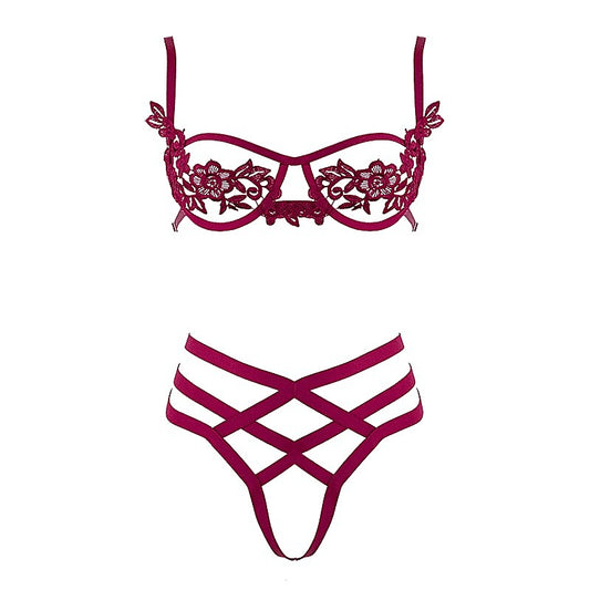 Muse Womens Bra with Cut Out Bust Red XL