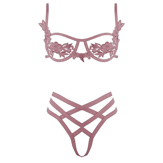 Muse Open Cup Bra With Embroidered Floral Applique