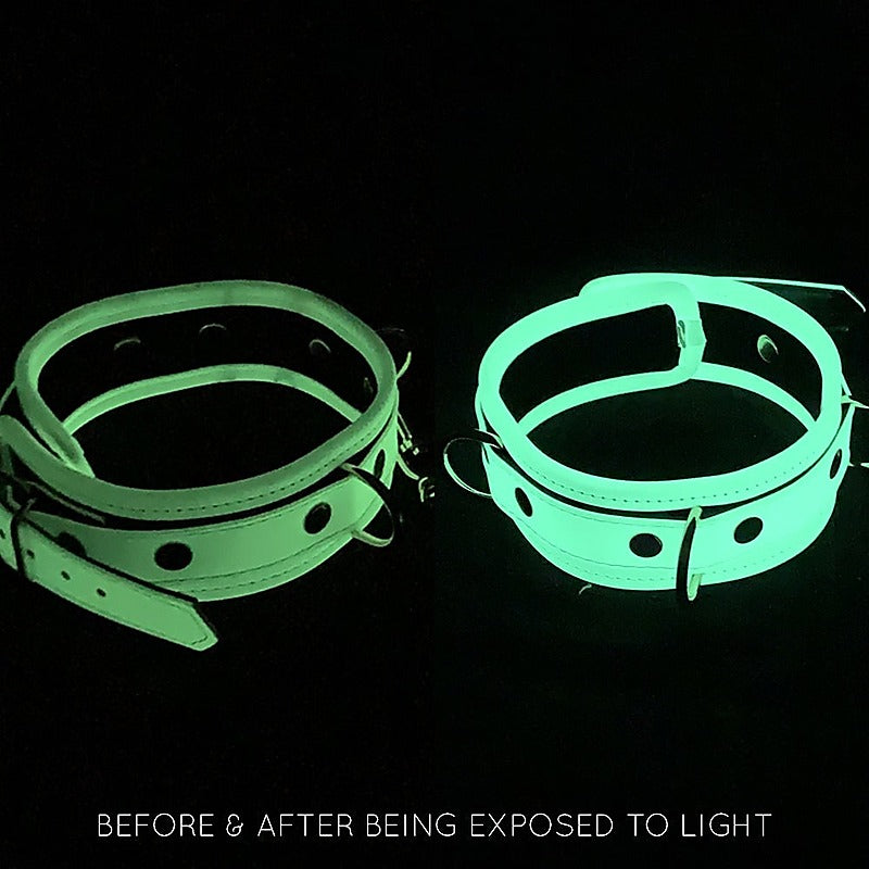 Love In Leather Black & Glow in The Dark Blindfold - Masks And Blindfolds