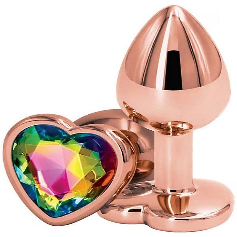 Rear Assets Rose Gold Heart Small Anal Plug By Ns Novelties - Butt Plugs
