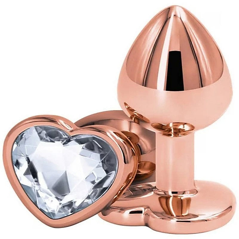 Rear Assets Rose Gold Heart Small Anal Plug By Ns Novelties - Butt Plugs