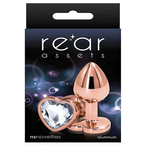 Rear Assets Rose Gold Heart Small Anal Plug By Ns Novelties - Butt Plugs
