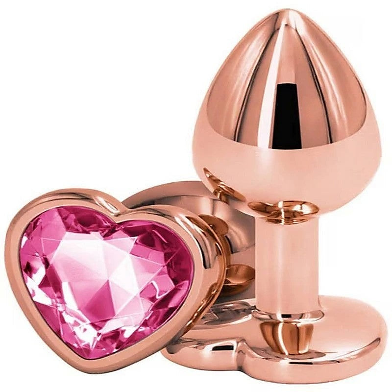 Rear Assets Rose Gold Heart Small Anal Plug By Ns Novelties - Butt Plugs