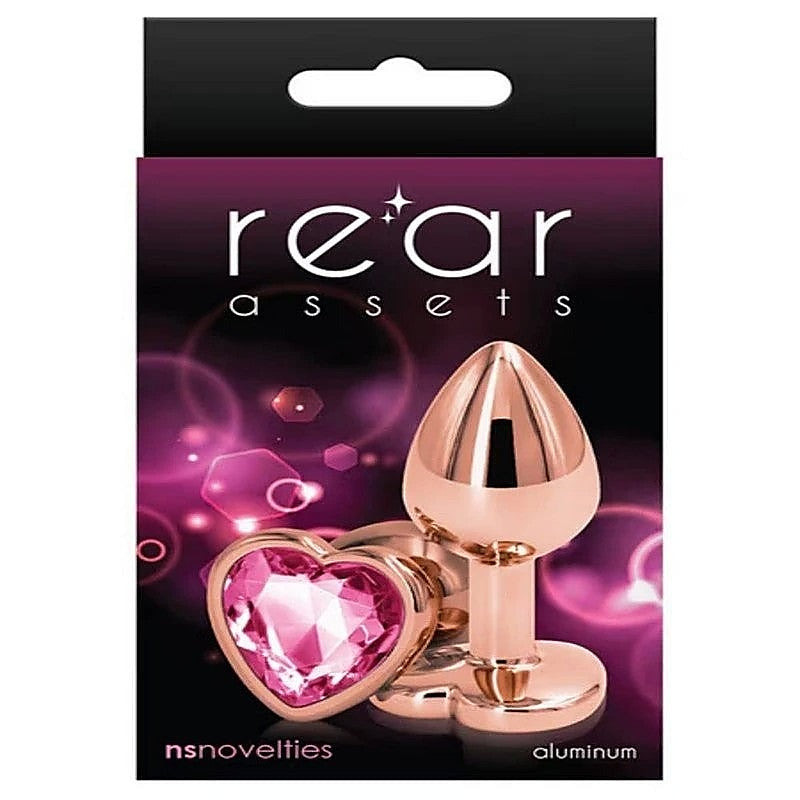 Rear Assets Rose Gold Heart Small Anal Plug By Ns Novelties - Butt Plugs