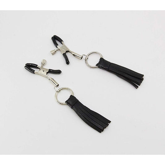 Love In Leather Leather Tassel Nipple Clamps - Nipple and Clit Clamps