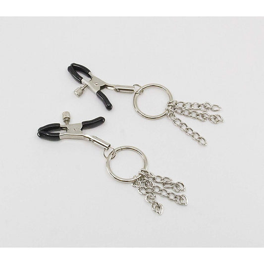 Love In Leather Chain Tassel Womens Nipple Clamps - Nipple and Clit Clamps
