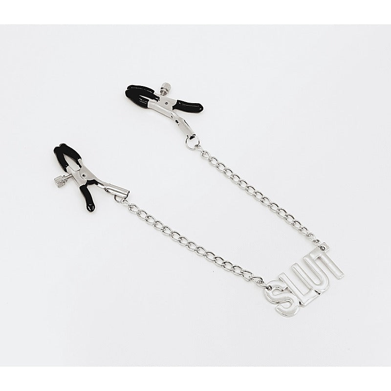 Slut Written Women'S Nipple Clamp By Love In Leather - Nipple and Clit Clamps