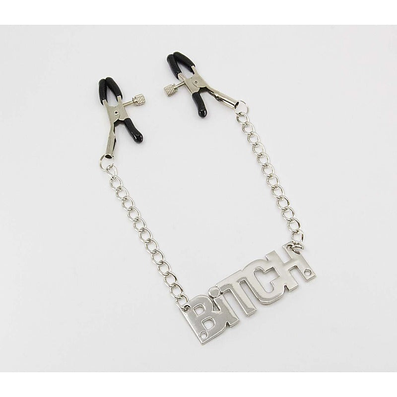 Bitch Words Women'S Nipple Clamp By Love In Leather - Nipple and Clit Clamps