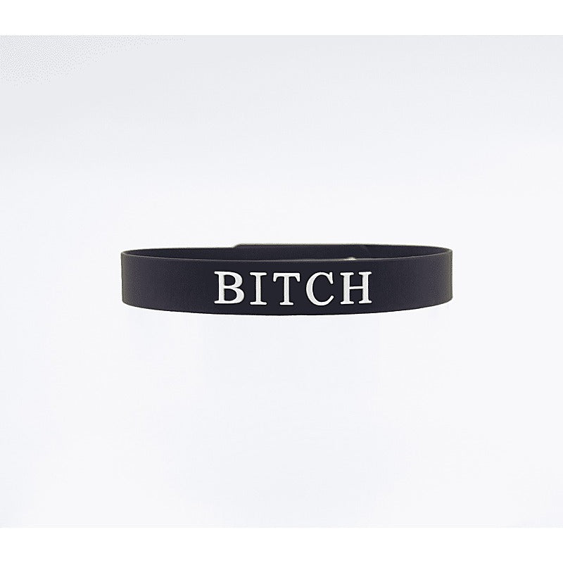 Love In Leather Fetish Play Silicone BITCH Collar - Collars and Leads