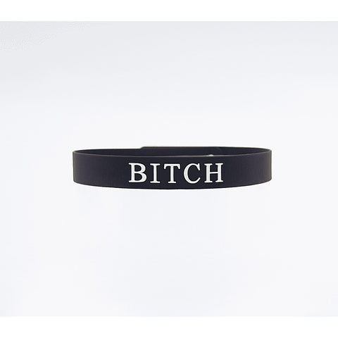 Love In Leather Fetish Play Silicone BITCH Collar - Collars and Leads