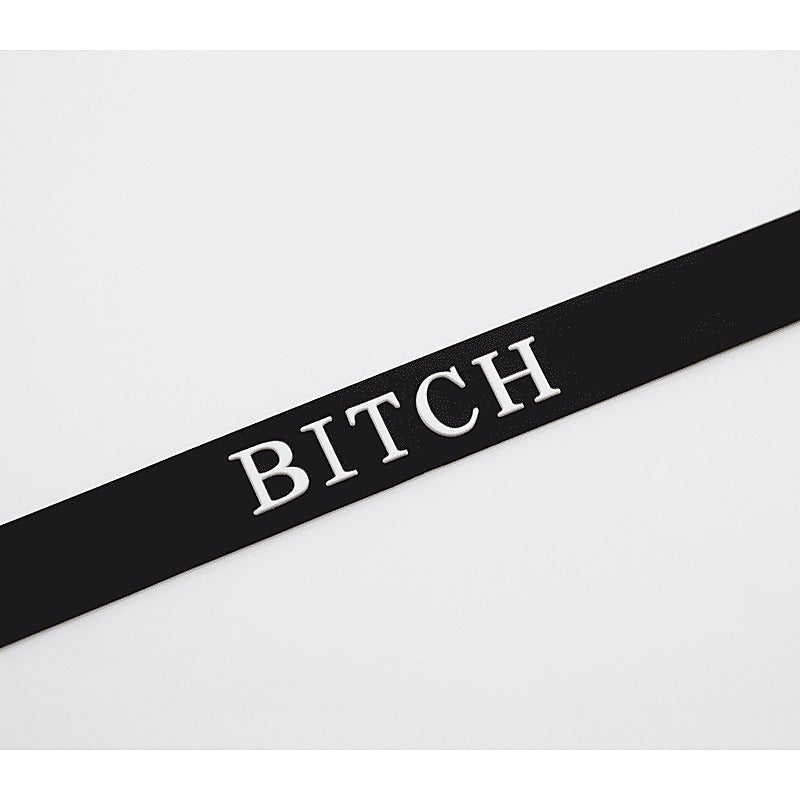 Love In Leather Fetish Play Silicone BITCH Collar - Collars and Leads