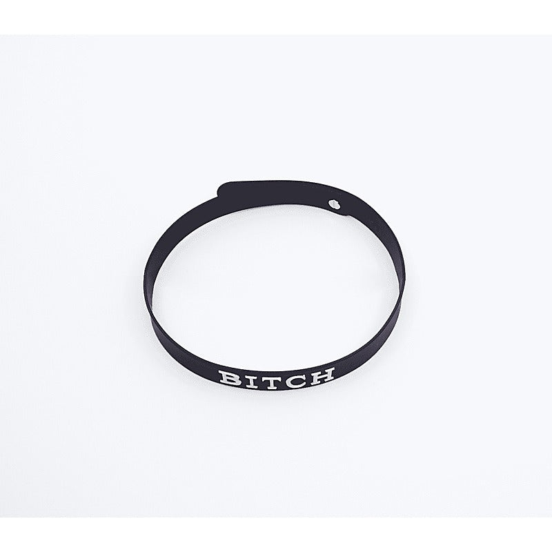 Love In Leather Fetish Play Silicone BITCH Collar - Collars and Leads